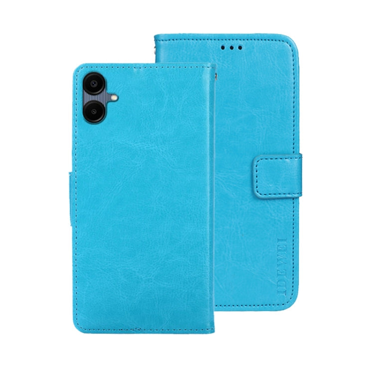 For Samsung Galaxy A06 4G idewei Crazy Horse Texture Leather Phone Case(Sky Blue)