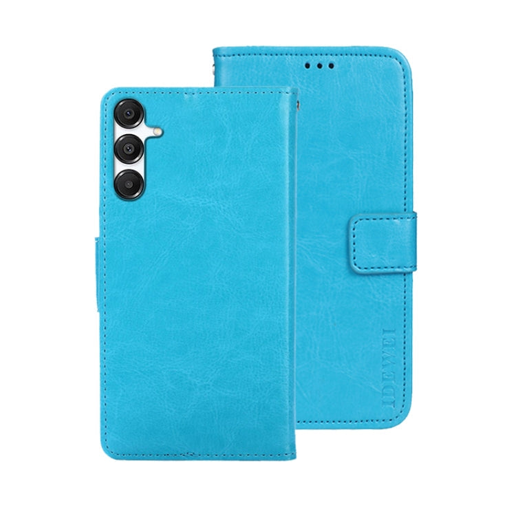 For Samsung Galaxy A16 5G idewei Crazy Horse Texture Leather Phone Case(Sky Blue)