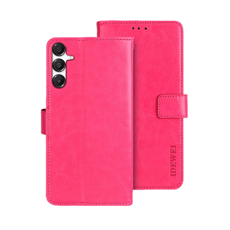 For Samsung Galaxy A16 5G idewei Crazy Horse Texture Leather Phone Case(Rose Red)
