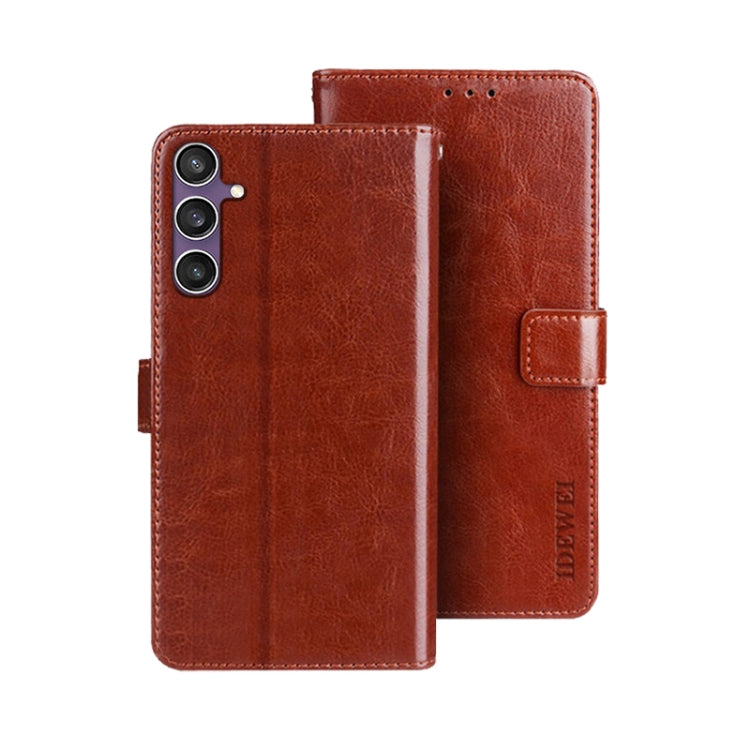 For Samsung Galaxy S24 FE 5G idewei Crazy Horse Texture Leather Phone Case(Brown)