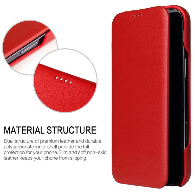 For iPhone 16 Pro Fierre Shann Top Layer Cowhide Business Magnetic Leather Phone Case(Red)