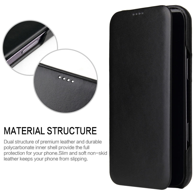 For iPhone 16 Fierre Shann Top Layer Cowhide Business Magnetic Leather Phone Case(Black)
