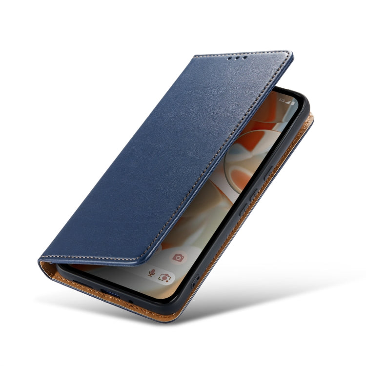 For Google Pixel 9 / 9 Pro Fierre Shann PU Genuine Leather Texture Phone Case(Blue)