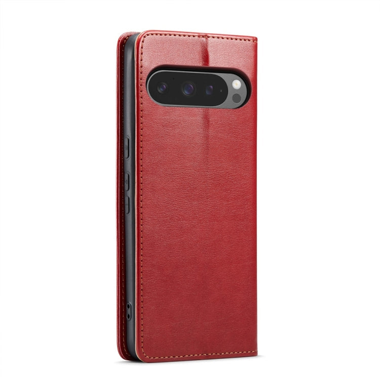 For Google Pixel 9 / 9 Pro Fierre Shann PU Genuine Leather Texture Phone Case(Red)