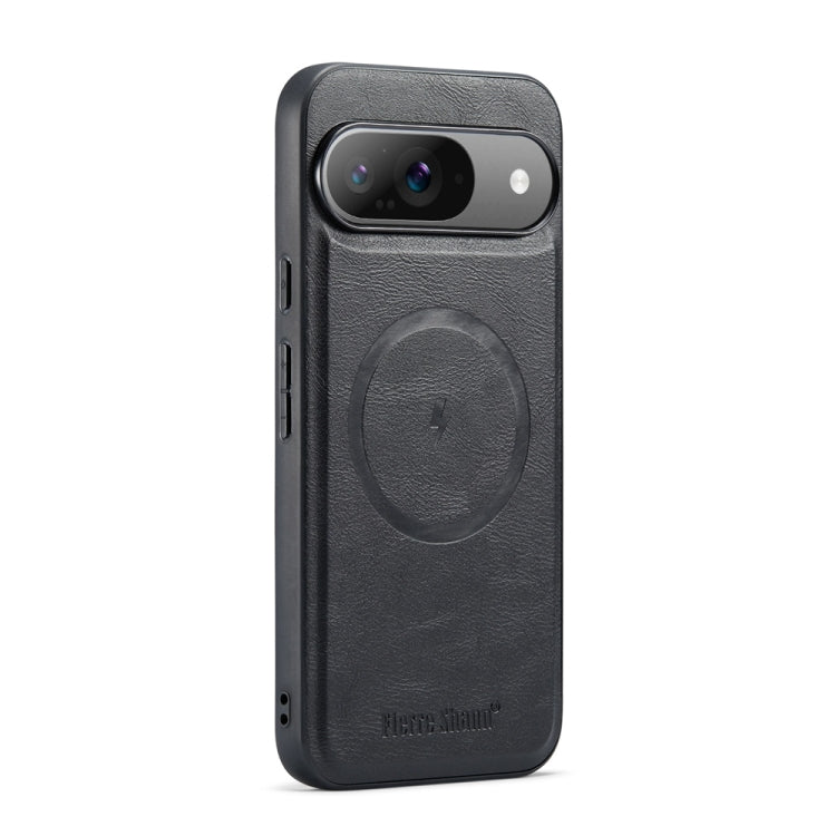For Google Pixel 9 Pro XL Fierre Shann Cowhide Texture MagSafe Magnetic Phone Case(Black)