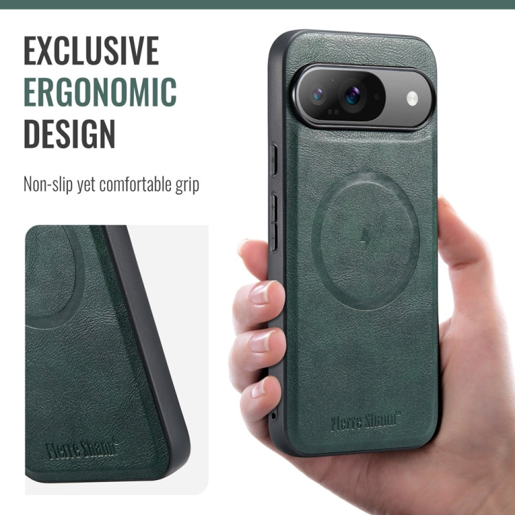For Google Pixel 9 Pro XL Fierre Shann Cowhide Texture MagSafe Magnetic Phone Case(Green)