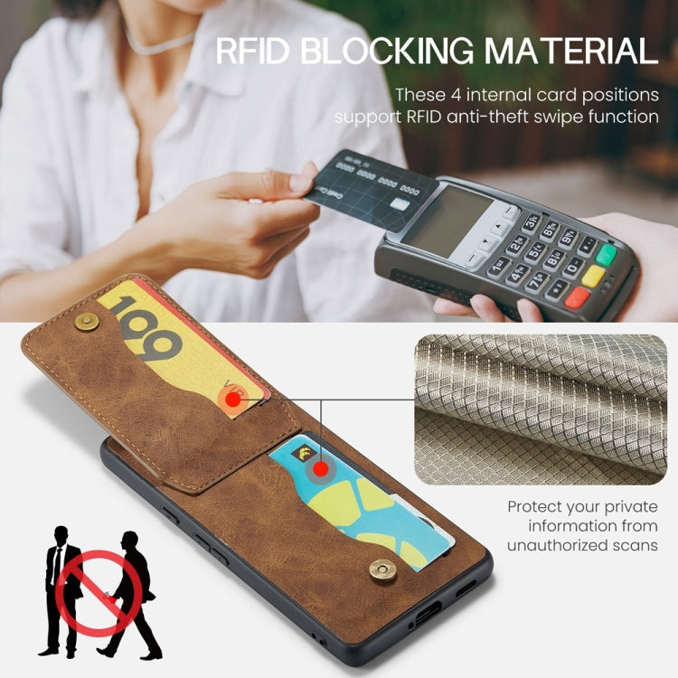 For Google Pixel 9 Pro XL Fierre Shann Crazy Horse Card Holder Back Cover PU Phone Case(Brown)