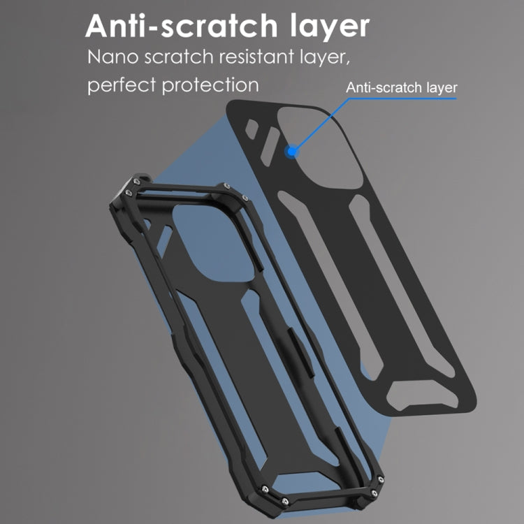 For iPhone 16 R-JUST RJ-17 Shockproof Armor Hollow Metal Phone Case(Black)
