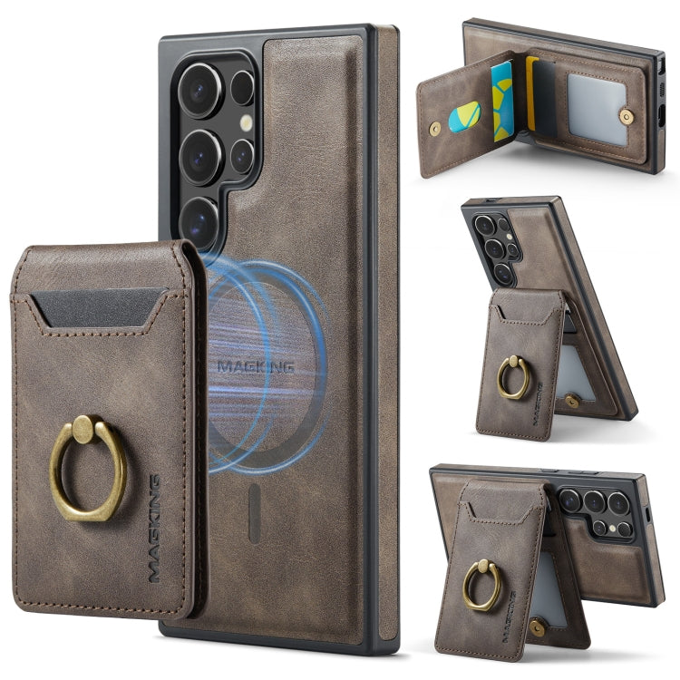 For Samsung Galaxy S24 Ultra 5G MAGKING K1 MagSafe Detachable Wallet RFID Back Cover Phone Case(Coffee)