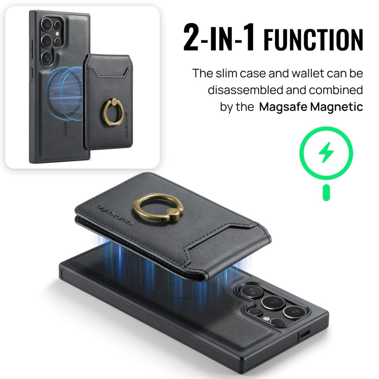 For Samsung Galaxy S24 Ultra 5G MAGKING K1 MagSafe Detachable Wallet RFID Back Cover Phone Case(Black)