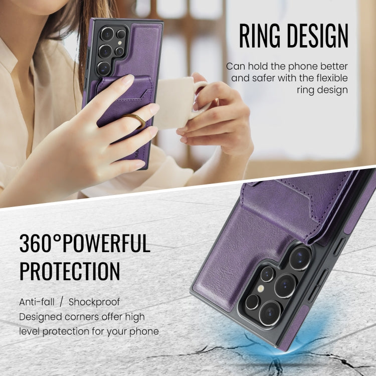 For Samsung Galaxy S24 Ultra 5G MAGKING K1 MagSafe Detachable Wallet RFID Back Cover Phone Case(Purple)
