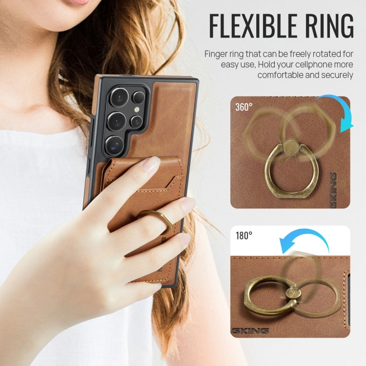 For Samsung Galaxy S24 Ultra 5G MAGKING K1 MagSafe Detachable Wallet RFID Back Cover Phone Case(Brown)