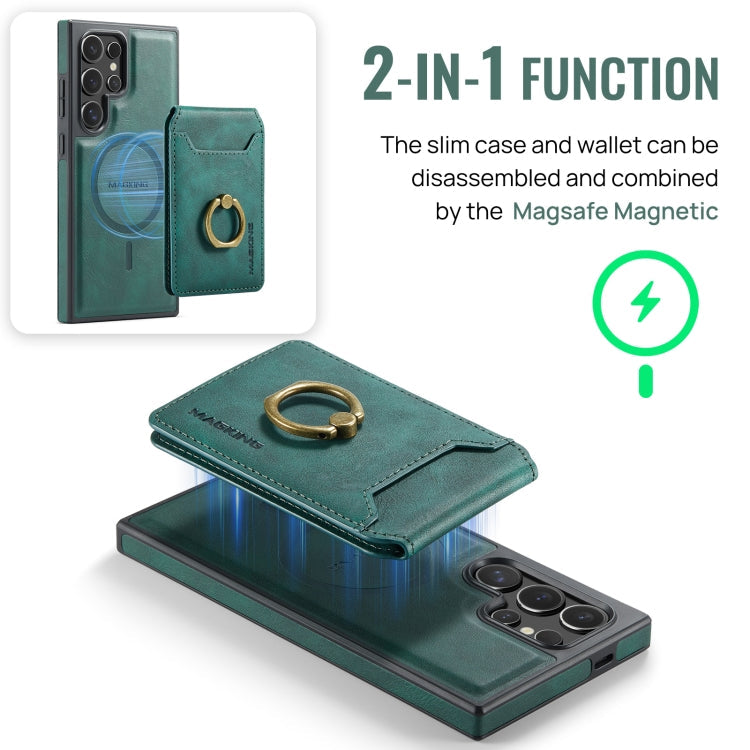 For Samsung Galaxy S24 Ultra 5G MAGKING K1 MagSafe Detachable Wallet RFID Back Cover Phone Case(Green)