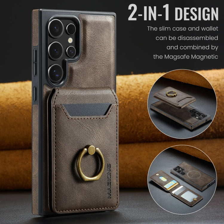 For Samsung Galaxy S23 Ultra 5G MAGKING K1 MagSafe Detachable Wallet RFID Back Cover Phone Case(Coffee)