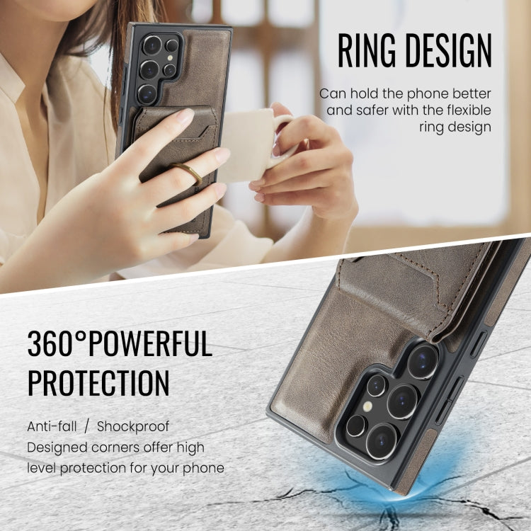 For Samsung Galaxy S23 Ultra 5G MAGKING K1 MagSafe Detachable Wallet RFID Back Cover Phone Case(Coffee)