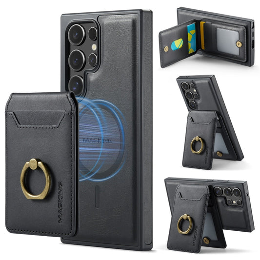 For Samsung Galaxy S23 Ultra 5G MAGKING K1 MagSafe Detachable Wallet RFID Back Cover Phone Case(Black)