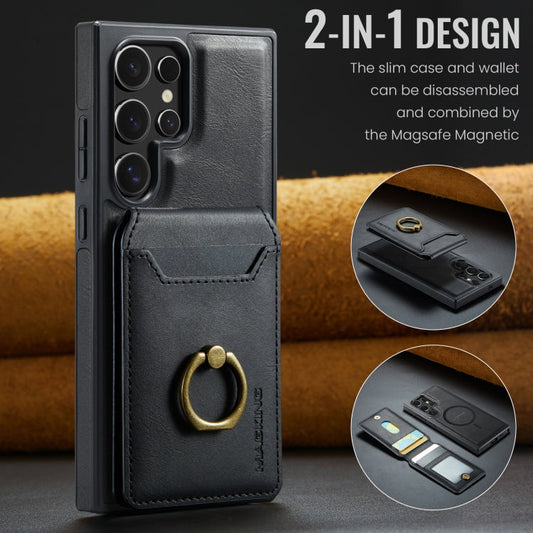 For Samsung Galaxy S23 Ultra 5G MAGKING K1 MagSafe Detachable Wallet RFID Back Cover Phone Case(Black)