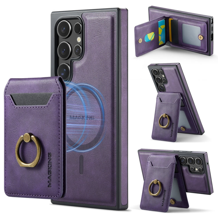 For Samsung Galaxy S23 Ultra 5G MAGKING K1 MagSafe Detachable Wallet RFID Back Cover Phone Case(Purple)