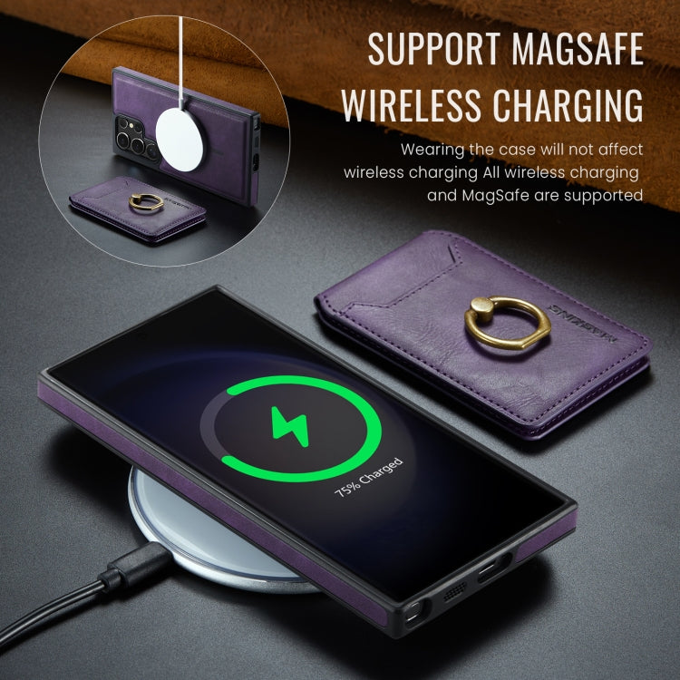 For Samsung Galaxy S23 Ultra 5G MAGKING K1 MagSafe Detachable Wallet RFID Back Cover Phone Case(Purple)