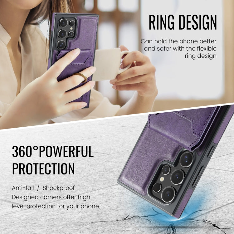 For Samsung Galaxy S23 Ultra 5G MAGKING K1 MagSafe Detachable Wallet RFID Back Cover Phone Case(Purple)