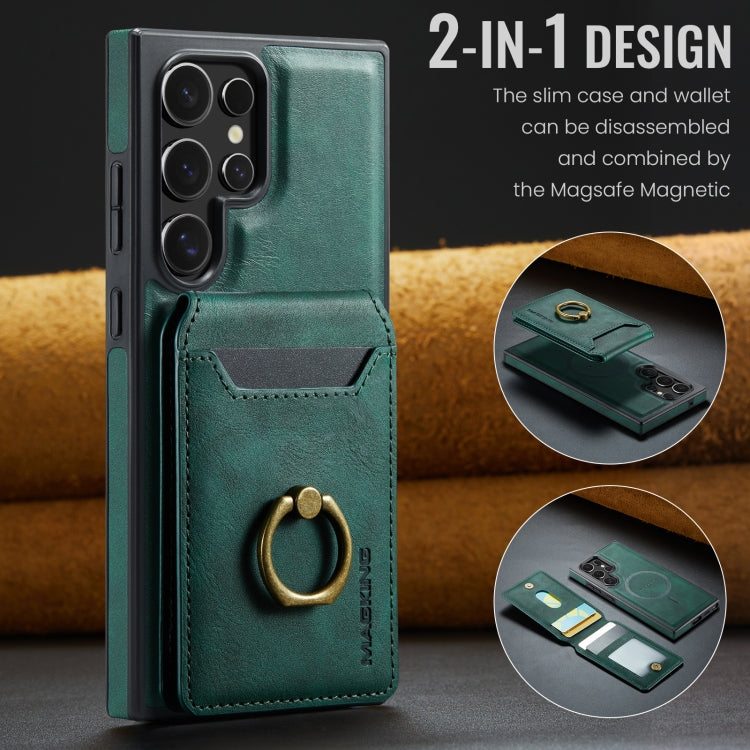 For Samsung Galaxy S23 Ultra 5G MAGKING K1 MagSafe Detachable Wallet RFID Back Cover Phone Case(Green)