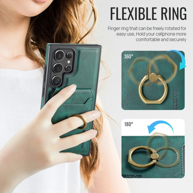 For Samsung Galaxy S23 Ultra 5G MAGKING K1 MagSafe Detachable Wallet RFID Back Cover Phone Case(Green)