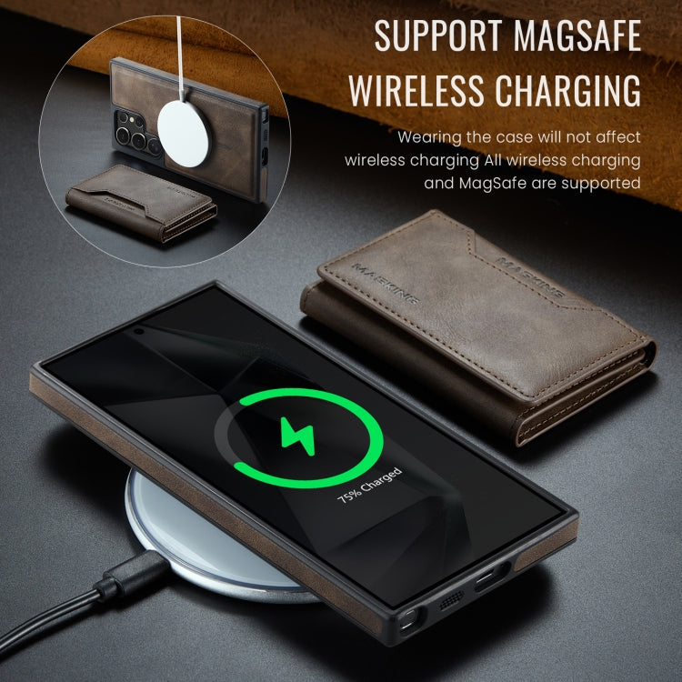 For Samsung Galaxy S24 Ultra 5G MAGKING K2 Series MagSafe RFID Card Bag Detachable Phone Case(Coffee)