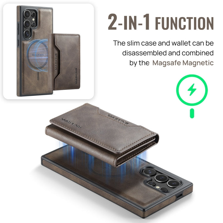 For Samsung Galaxy S24 Ultra 5G MAGKING K2 Series MagSafe RFID Card Bag Detachable Phone Case(Coffee)