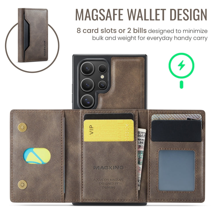 For Samsung Galaxy S24 Ultra 5G MAGKING K2 Series MagSafe RFID Card Bag Detachable Phone Case(Coffee)