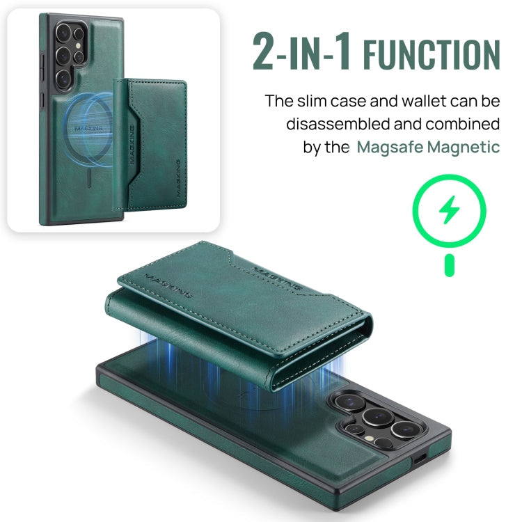 For Samsung Galaxy S24 Ultra 5G MAGKING K2 Series MagSafe RFID Card Bag Detachable Phone Case(Green)