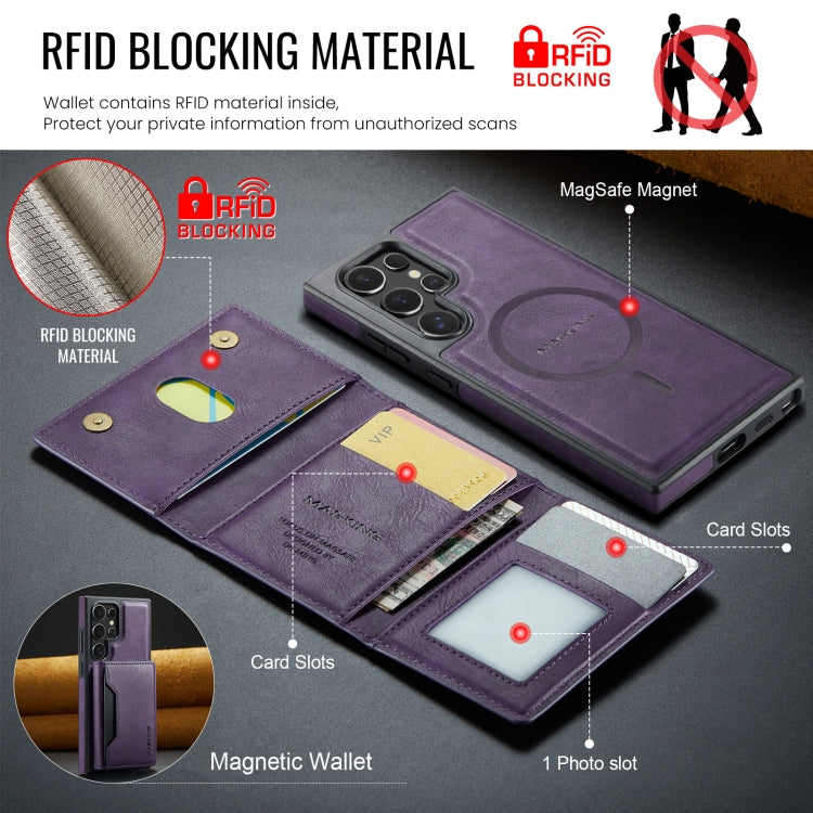 For Samsung Galaxy S24 Ultra 5G MAGKING K2 Series MagSafe RFID Card Bag Detachable Phone Case(Purple)