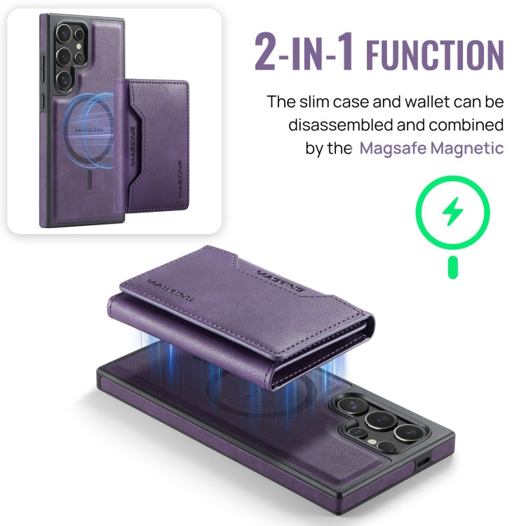 For Samsung Galaxy S24 Ultra 5G MAGKING K2 Series MagSafe RFID Card Bag Detachable Phone Case(Purple)