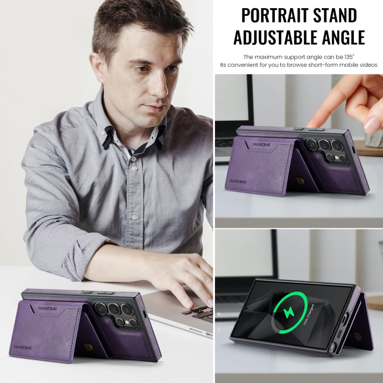 For Samsung Galaxy S24 Ultra 5G MAGKING K2 Series MagSafe RFID Card Bag Detachable Phone Case(Purple)