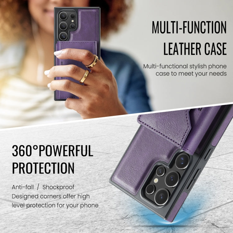 For Samsung Galaxy S24 Ultra 5G MAGKING K2 Series MagSafe RFID Card Bag Detachable Phone Case(Purple)