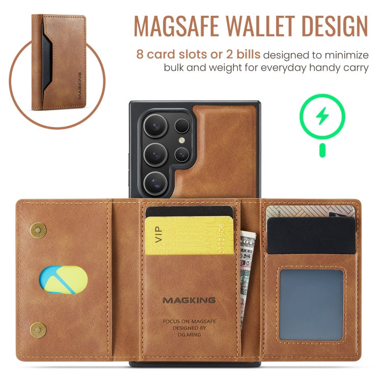 For Samsung Galaxy S23 Ultra 5G MAGKING K2 Series MagSafe RFID Card Bag Detachable Phone Case(Brown)