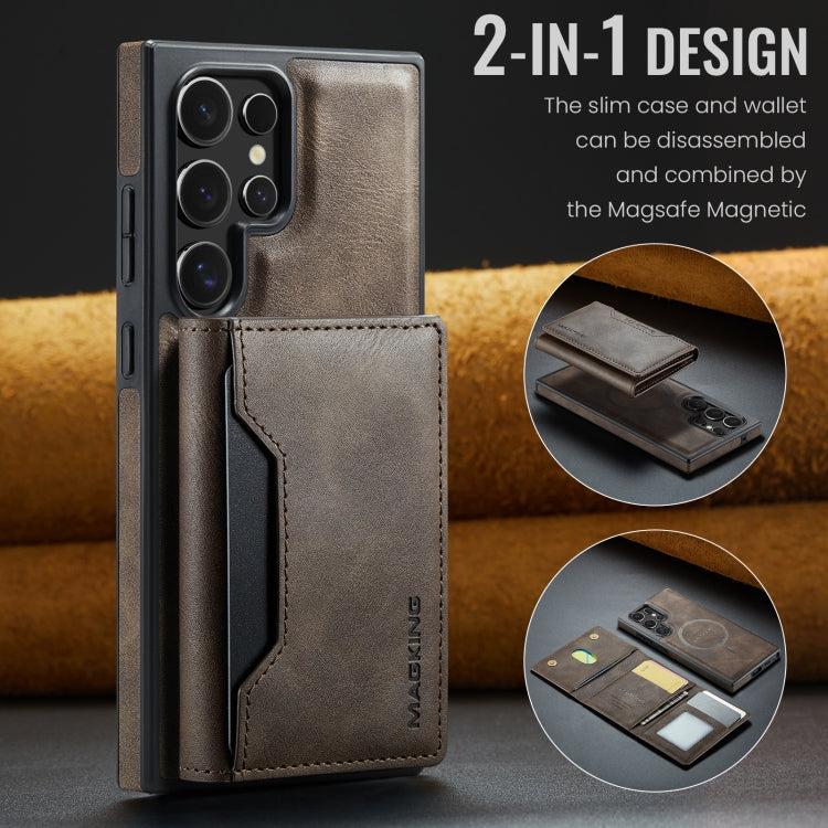 For Samsung Galaxy S23 Ultra 5G MAGKING K2 Series MagSafe RFID Card Bag Detachable Phone Case(Coffee)