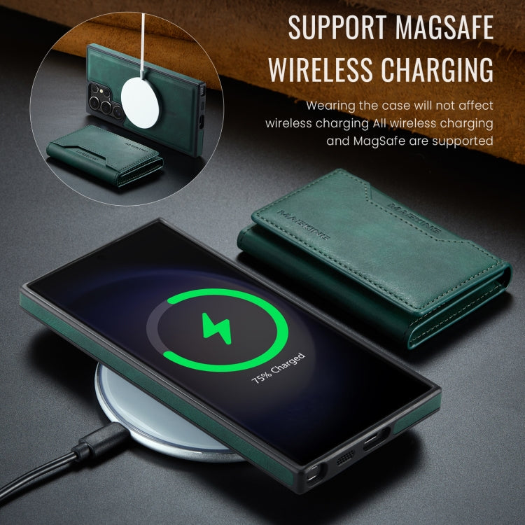 For Samsung Galaxy S23 Ultra 5G MAGKING K2 Series MagSafe RFID Card Bag Detachable Phone Case(Green)