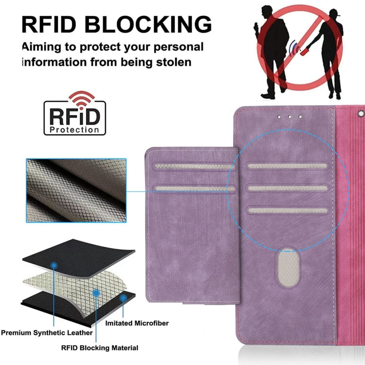 For iPhone 11 Pro Max POLA Dual-color Zipper Wallet RFID Leather Phone Case(Purple Pink)