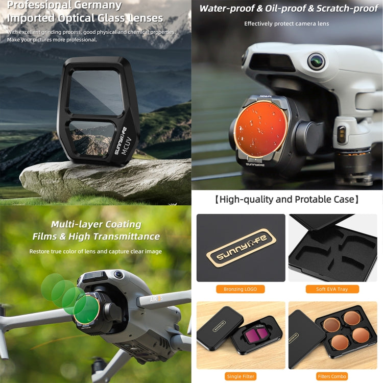 For DJI Air 3S Sunnylife Camera Lens Filter, Filter:ND16PL