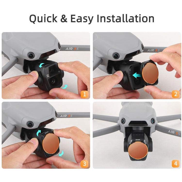 For DJI Air 3S Sunnylife Camera Lens Filter, Filter:4 in 1 ND8-64