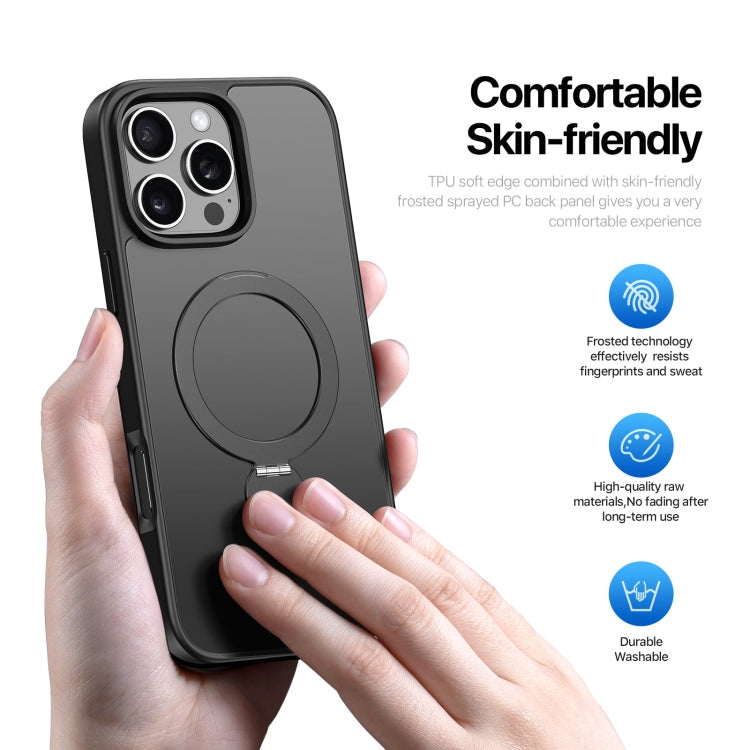 For iPhone 16 Pro Max DUX DUCIS Yind Series MagSafe TPU Hybrid PC Phone Case with Stand(Black)