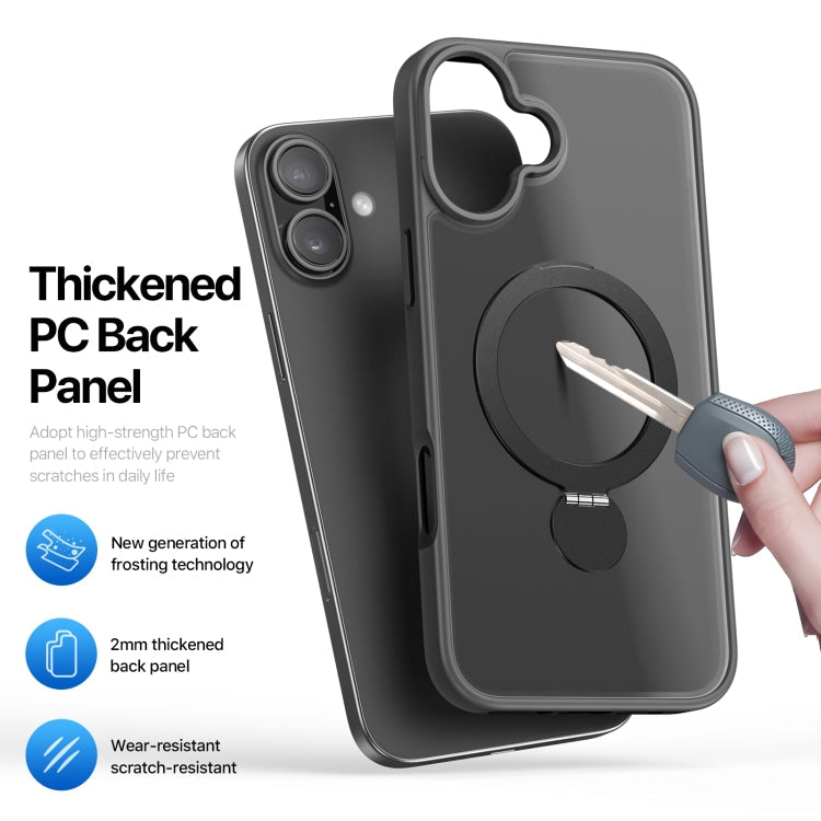 For iPhone 16 Plus DUX DUCIS Yind Series MagSafe TPU Hybrid PC Phone Case with Stand(Black)