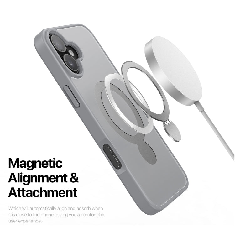 For iPhone 16 Plus DUX DUCIS Yind Series MagSafe TPU Hybrid PC Phone Case with Stand(Grey)