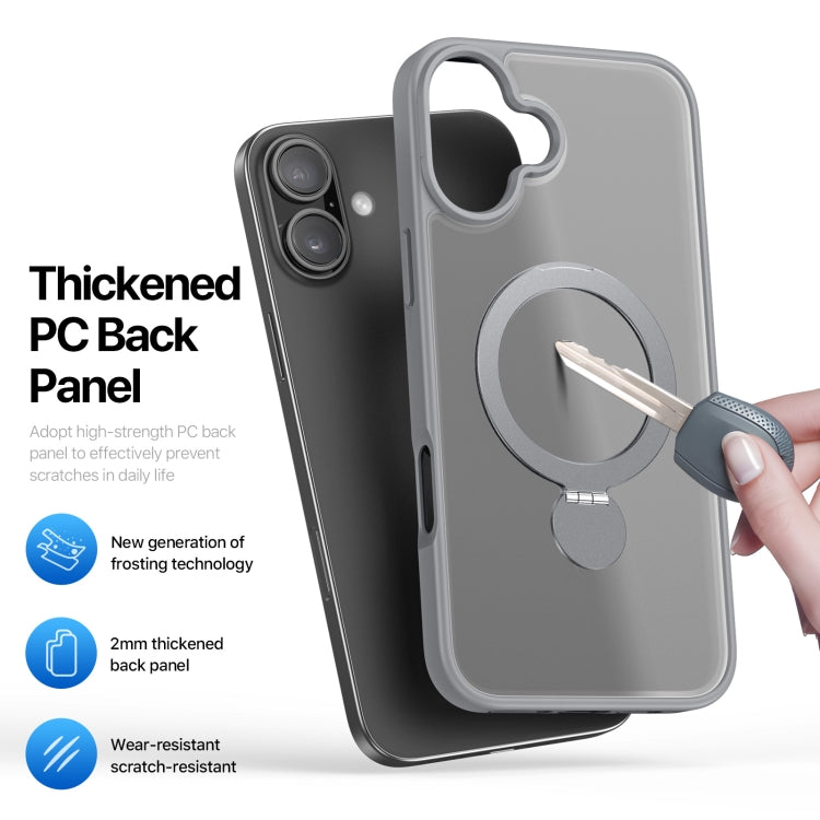 For iPhone 16 Plus DUX DUCIS Yind Series MagSafe TPU Hybrid PC Phone Case with Stand(Grey)