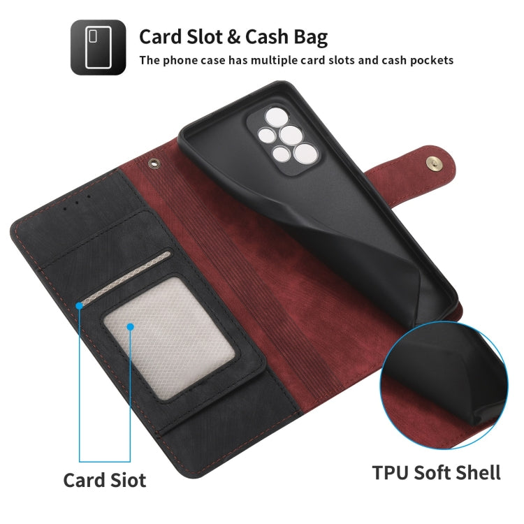 For Samsung Galaxy A53 POLA Dual-color Zipper Wallet RFID Leather Phone Case(Red Black)