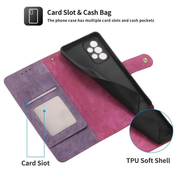 For Samsung Galaxy A53 POLA Dual-color Zipper Wallet RFID Leather Phone Case(Purple Pink)
