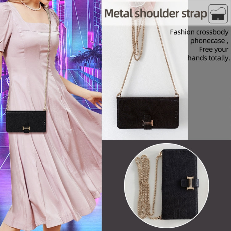 For iPhone 11 Pro POLA Crossbody Chain I-Shape Buckle Sequins Leather Phone Case(Black)