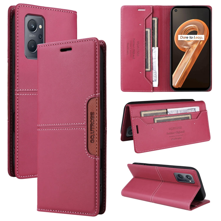 For Realme 9i GQUTROBE G01 RFID Anti-theft Leather Phone Case(Red)