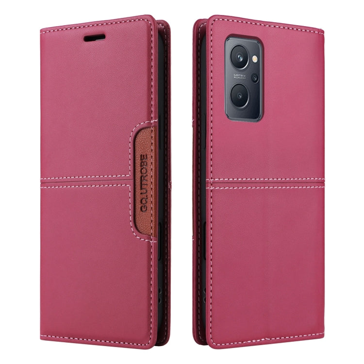 For Realme 9i GQUTROBE G01 RFID Anti-theft Leather Phone Case(Red)