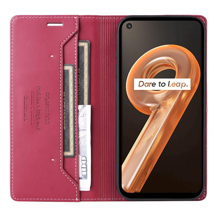 For Realme 9i GQUTROBE G01 RFID Anti-theft Leather Phone Case(Red)